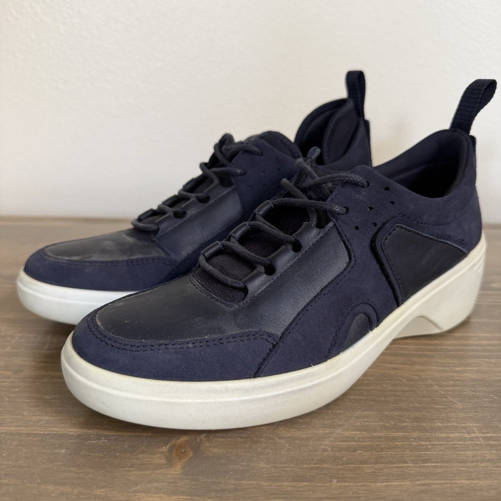 Ecco Women's 6 Navy‎ Blue Soft 7 Wedge City Sneakers Tennis Shoes Comfort